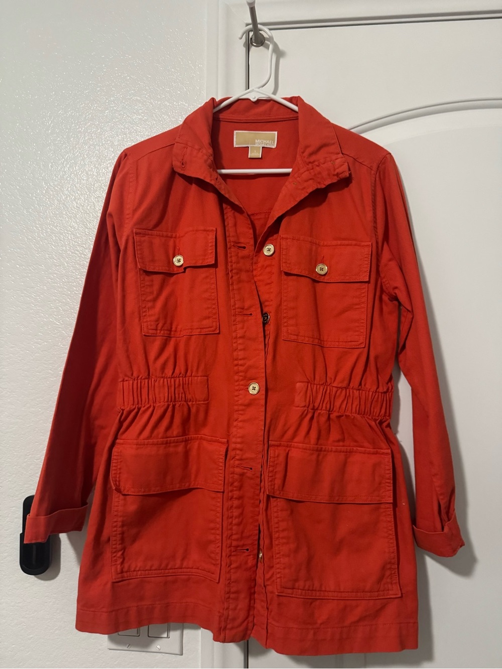 Michael Kors Coral Utility Jacket with Front Pockets